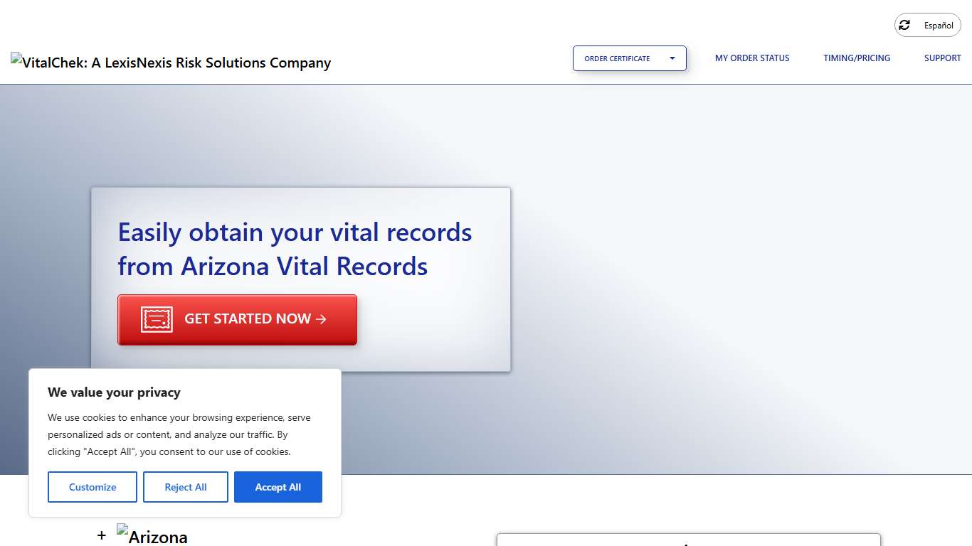 Arizona Vital Records (AZ) Order Certificates - VitalChek